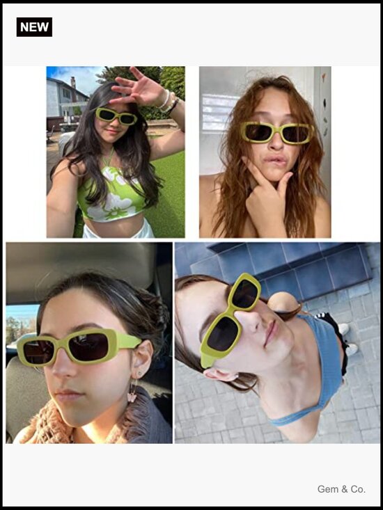 Retro Small Square Sunglasses 90s Y2K Rectangle UV400